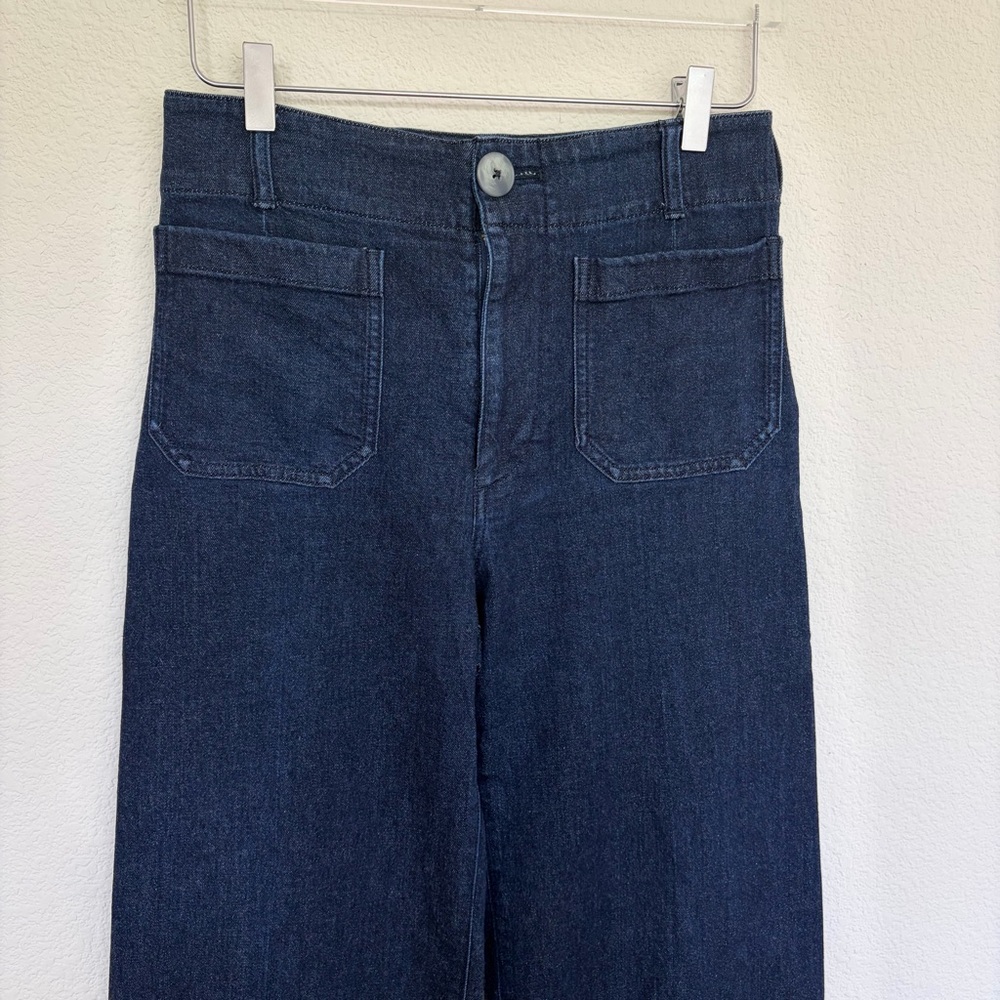 Anthropologie Dark Blue Wide-Leg Cropped Jeans | 27 - Picture 2 of 13
